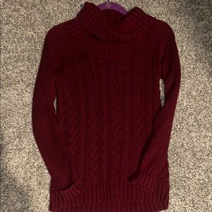 Banana Republic Maroon Cable Knit Turtleneck Sweater